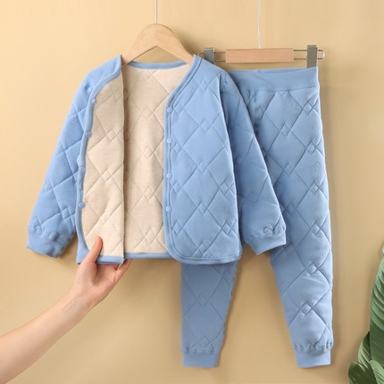 校服神器580G绵羊毛儿童秋冬棉袄棉裤保暖棉衣男女童内衣套装德绒