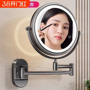 吸盘化妆镜带卫生间浴室免打孔放大镜子酒店折叠壁挂美容镜墙面