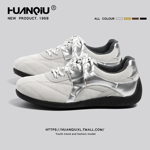 环球德训鞋女款2025新款秋季百搭板鞋内增高鞋子女鞋不累脚圆头