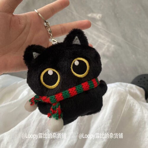 圣诞限定小黑猫猫咪公仔玩偶挂件