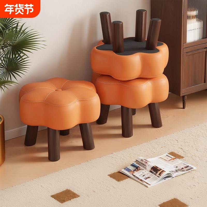 换鞋凳家用矮凳实木板凳客厅沙发凳简约搁脚凳坐墩创意软包圆凳子,收纳整理,收纳凳,淘宝优惠券,粉丝福利购,淘宝优惠卷
