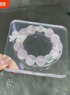 批发天然水晶粉水晶原创设计款手链白水晶天使之翼饰品高级感手串