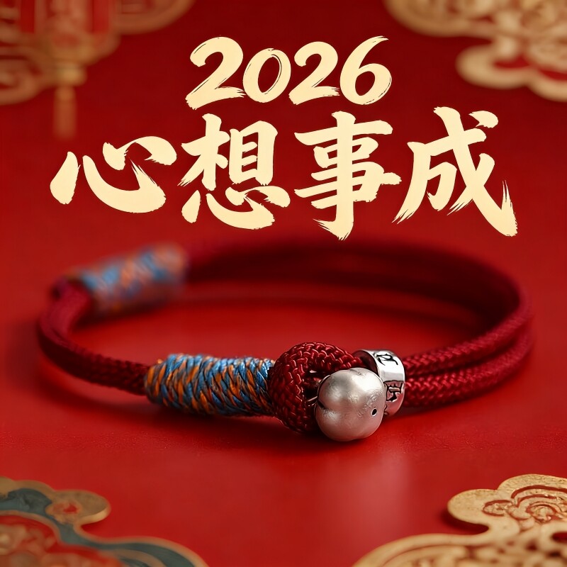 全手工编织情侣款手绳柿柿如意红绳手链新中式本命年红手绳饰男女