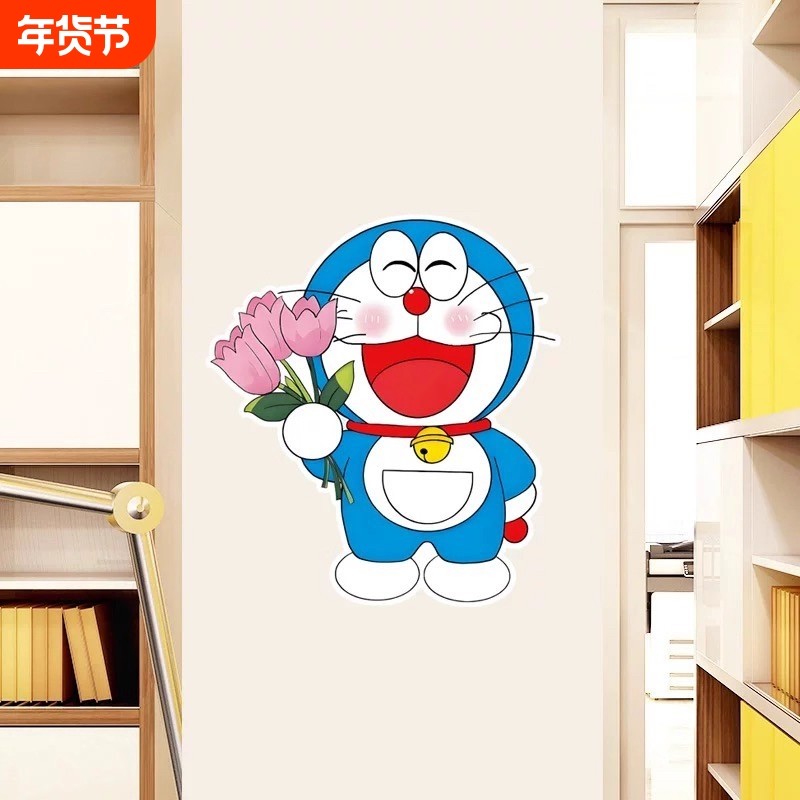 哆啦a梦贴纸门贴房间衣柜子冰箱装饰贴画墙面遮丑瑕补洞卡通贴纸