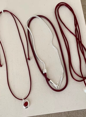 安可拉红绳绑带choker项链女简约百搭ins甜酷辣妹时尚颈链毛衣链