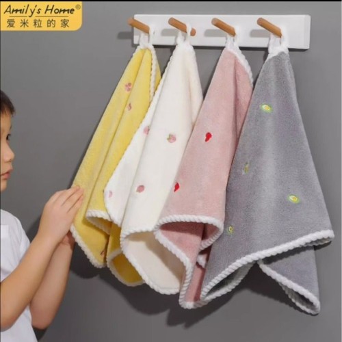 珊瑚绒可爱擦手巾挂式儿童洗脸毛巾宝宝洗澡加厚加大洗手巾吸水