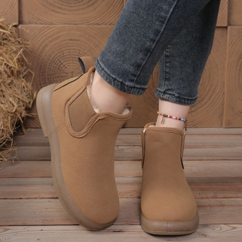 跨境外贸款冬季加绒女棉鞋保暖妈妈鞋平底舒适百搭短靴防滑雪地靴