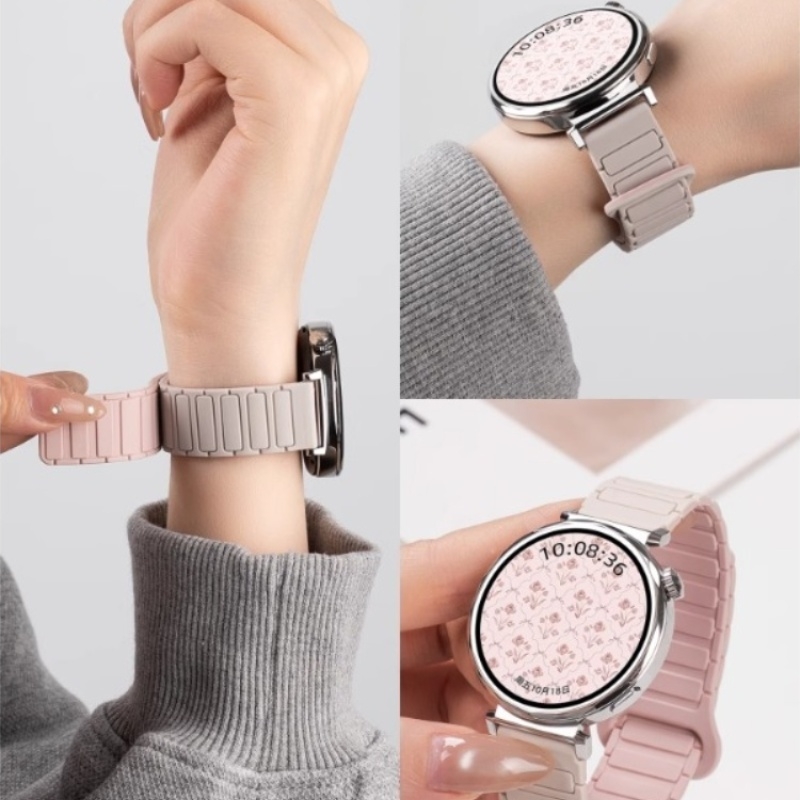 冰冰鸭张婧仪同款适用华为gt5/4手表表带gt3pro磁吸硅胶watch4腕带高级gt2简约撞色Pro男女款智能手表带SE