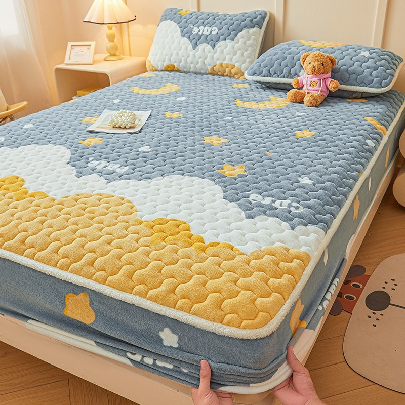 雅鹿牛奶绒床笠罩单件冬季加厚夹棉床垫保护罩2025新款全包床套罩