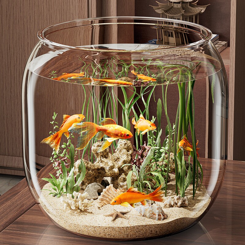 鱼缸塑料仿玻璃耐摔透明办公室小型金鱼缸水族箱微景观生态造景缸