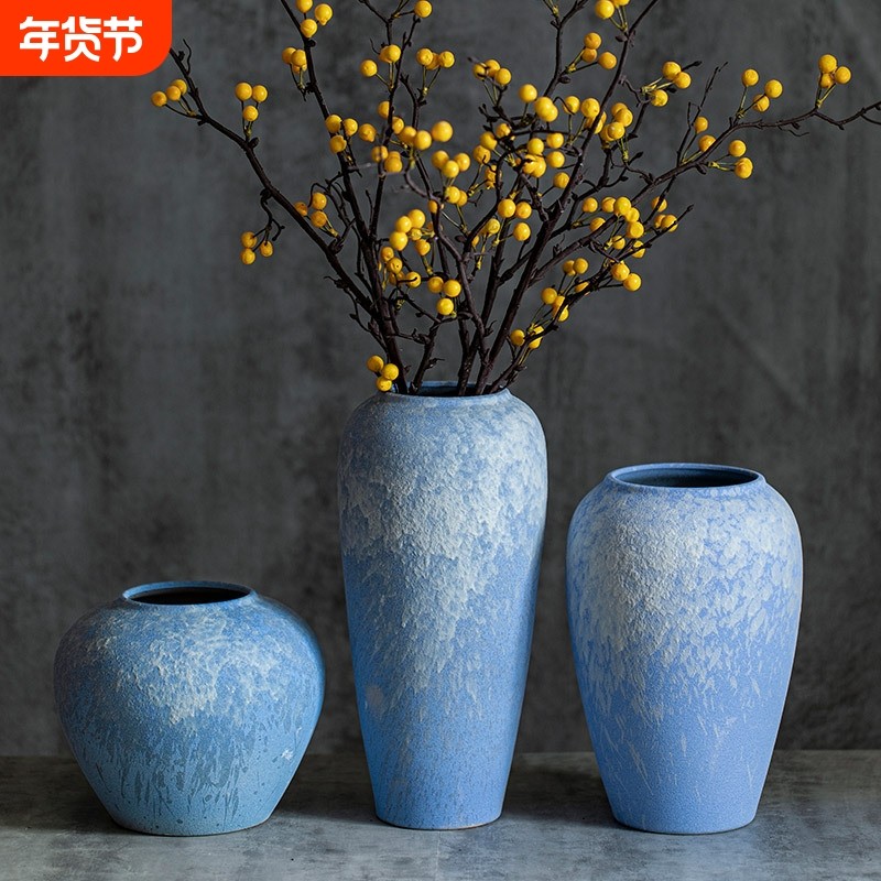 景德镇新中式陶瓷花瓶插干花家居花器餐桌摆件陶艺水培客厅装饰品,家居饰品,花瓶,淘宝优惠券,粉丝福利购,淘宝优惠卷