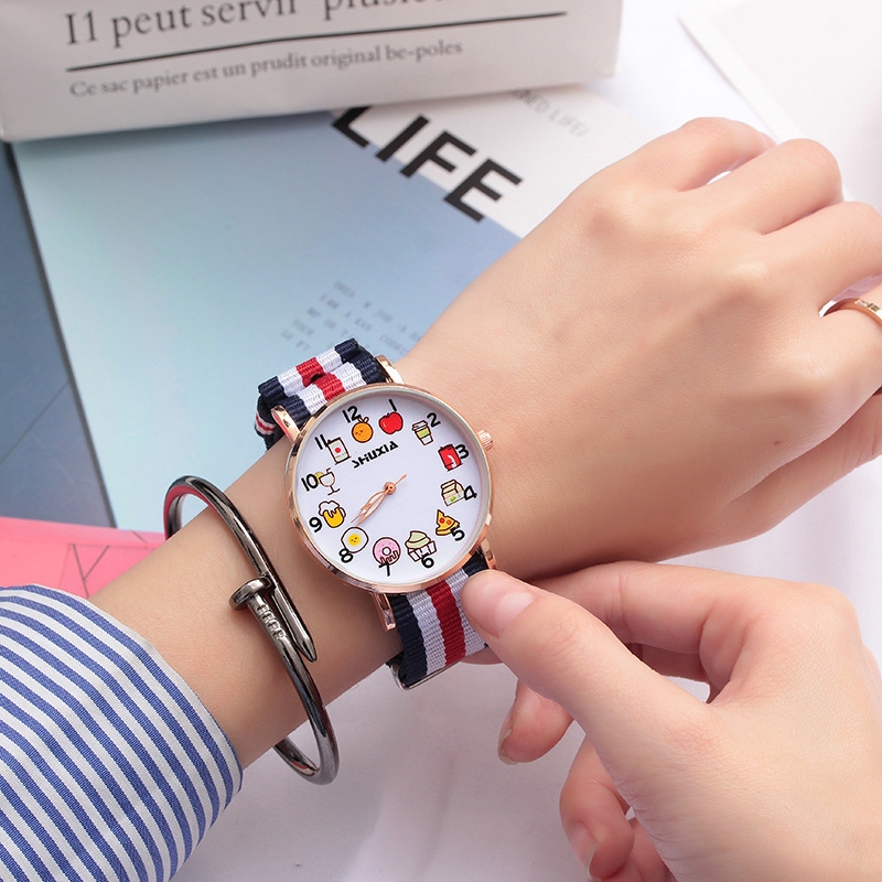 爆款ins休闲创意情侣闺蜜手表 气质学生帆布尼龙创意手表国产腕表