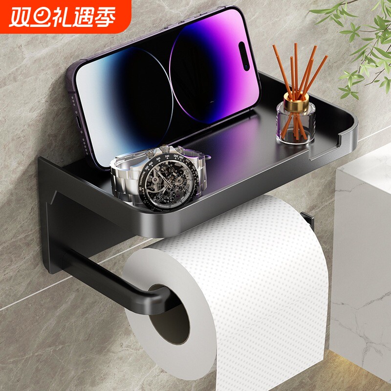 免打孔卫生间纸巾架卷纸架厕纸盒置物架壁挂式浴室纸筒架收纳防水