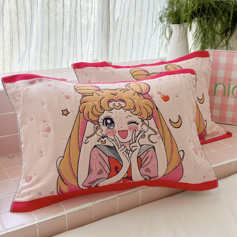 四季通用2025新款纯棉面料纱布枕巾一对装吸汗透气水洗家用枕头巾