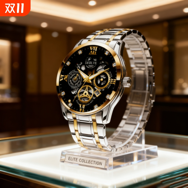 男款手表防水石英腕表高级感男士全自动非机械表正品名牌钢带商务