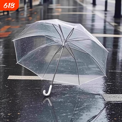 透明雨伞长柄手动高颜值8骨