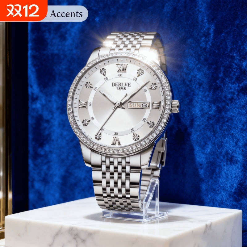 男款手表钢带商务防水石英腕表高级感男士正品名牌全自动非机械表