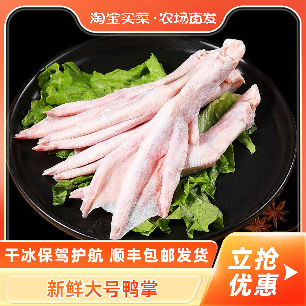 鸭掌生鲜大号新鲜鸭爪冷冻批发鸭脚生冷冻带皮鸭爪生鲜顺丰包邮