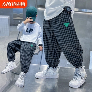 2024兒童運(yùn)動褲 童裝 春秋冬款 子痞帥氣男孩網(wǎng)紅長褲 男童格子褲 潮酷