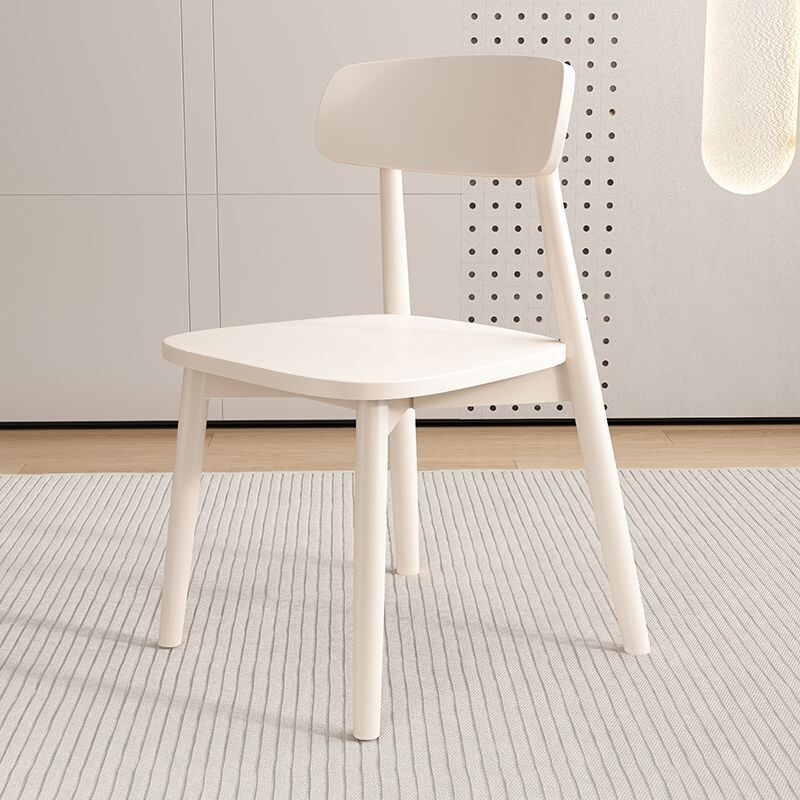 b全实木餐椅家用餐桌椅子北欧奶油风白色软包凳子靠背椅餐厅灵芝