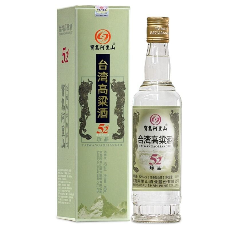宝岛阿里山台湾高粱酒盒装纯粮食52度浓香型白酒450ml/瓶口粮