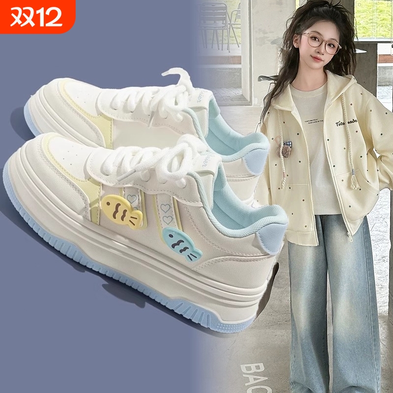 女童鞋子2025年秋季新款儿童运动鞋中大童软底板鞋小白鞋蓝色休闲