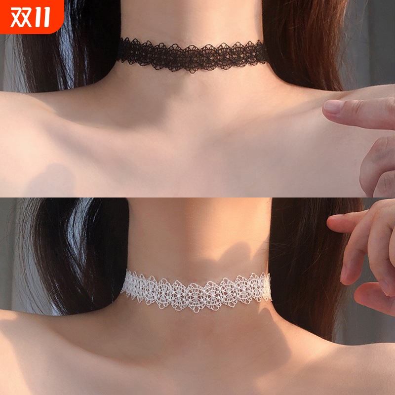 简约蕾丝项圈choker锁骨链短款脖子饰品颈带项链女潮网红黑色颈链