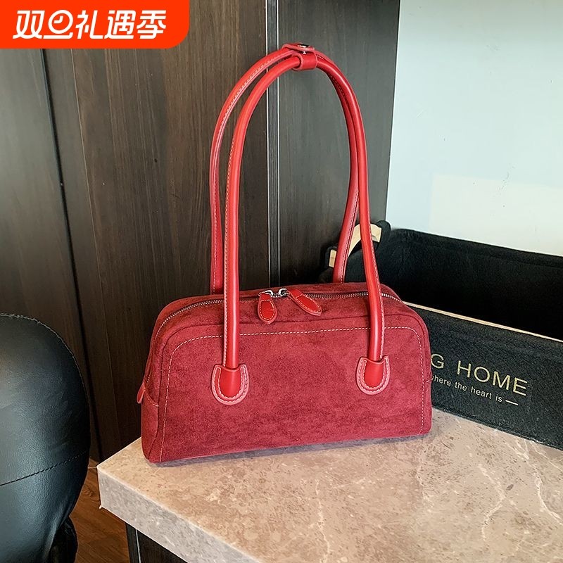 2025新款大容量包包复古单肩腋下手提包通勤枕头女包斜挎包手工