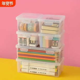 热销铅笔收纳盒透明大容量笔袋文具整理马克笔开学笔筒带盖杂物