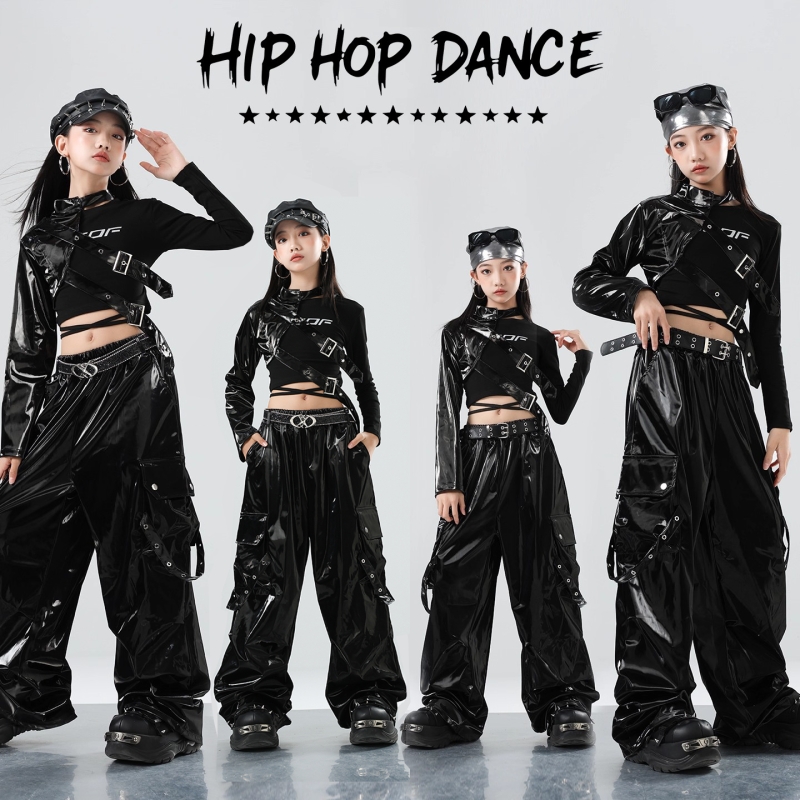 女童爵士舞服装女团jazz练功表演服hiphop街舞演出嘻哈甜酷套装潮