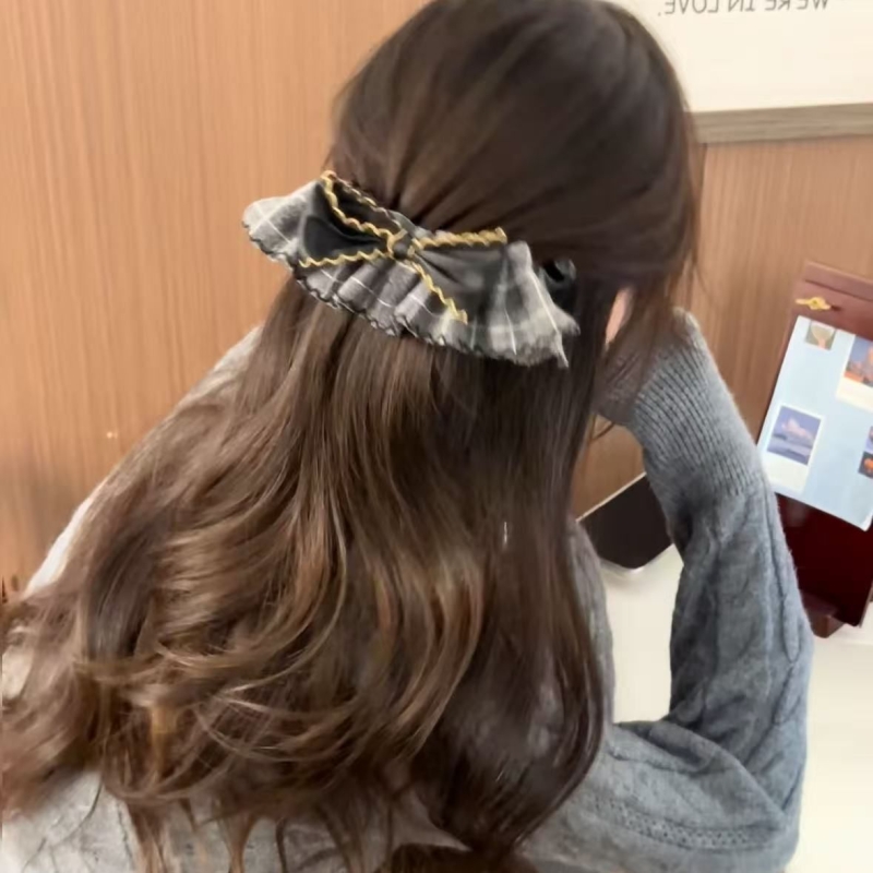 韩国气质蝴蝶结头饰发夹后脑勺发卡女竖式香蕉夹优雅扎高马尾夹子