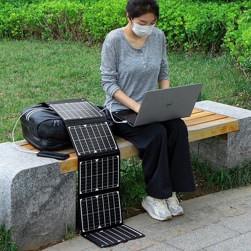 户外移动电源太阳能充电板12v车载蓄电池快充电宝便携折叠发电器