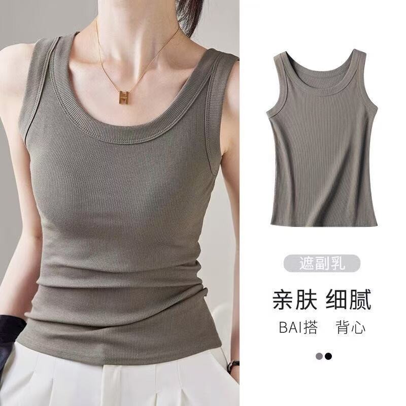 无袖背心针织女夏季打底小吊带性感显瘦外穿上衣黑色灰色螺纹纯色