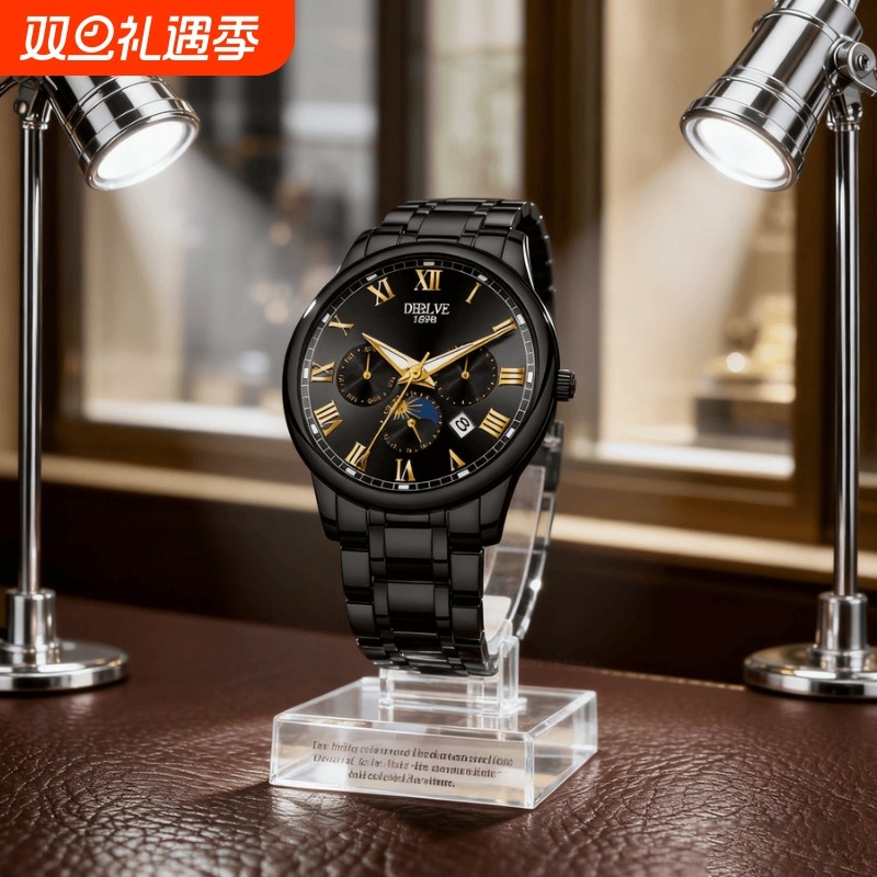 男士手表男正品名牌全自动非机械表男款商务防水石英腕表镂空夜光