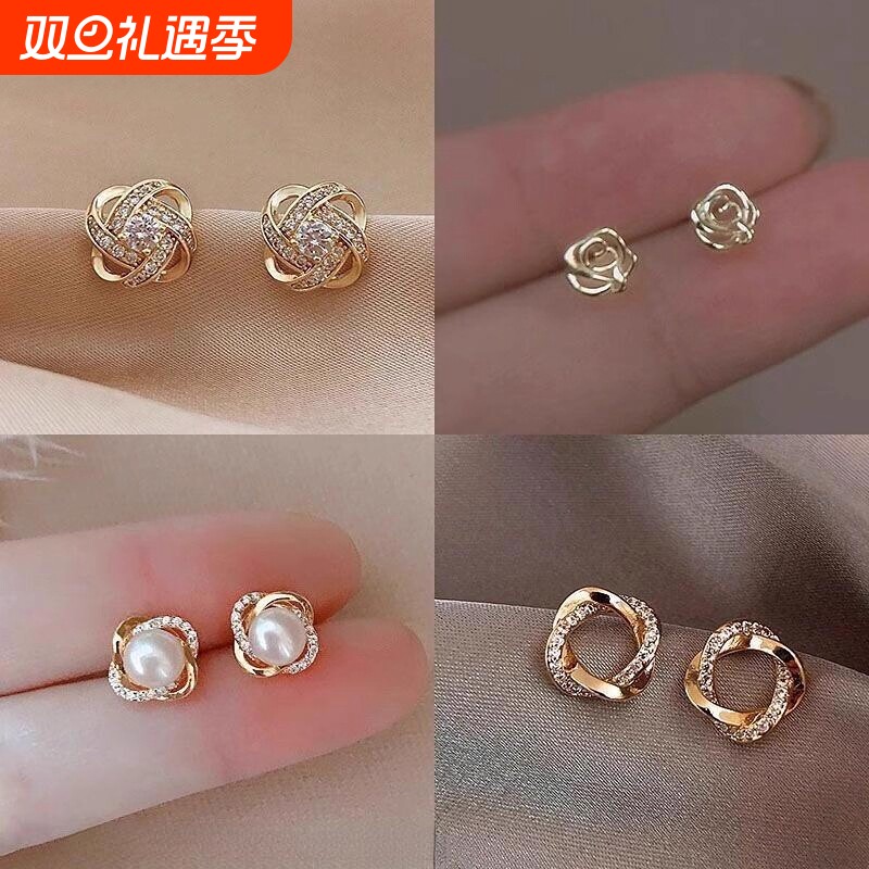 s925银针耳钉小香风珍珠2025新款爆款高级感轻奢小众设计耳环