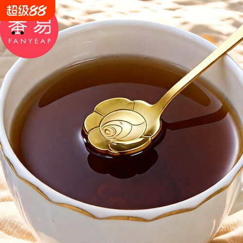 勺子/搅拌B1pn700-金色玫瑰勺子花朵创意杯子咖啡甜品长柄搅拌棒