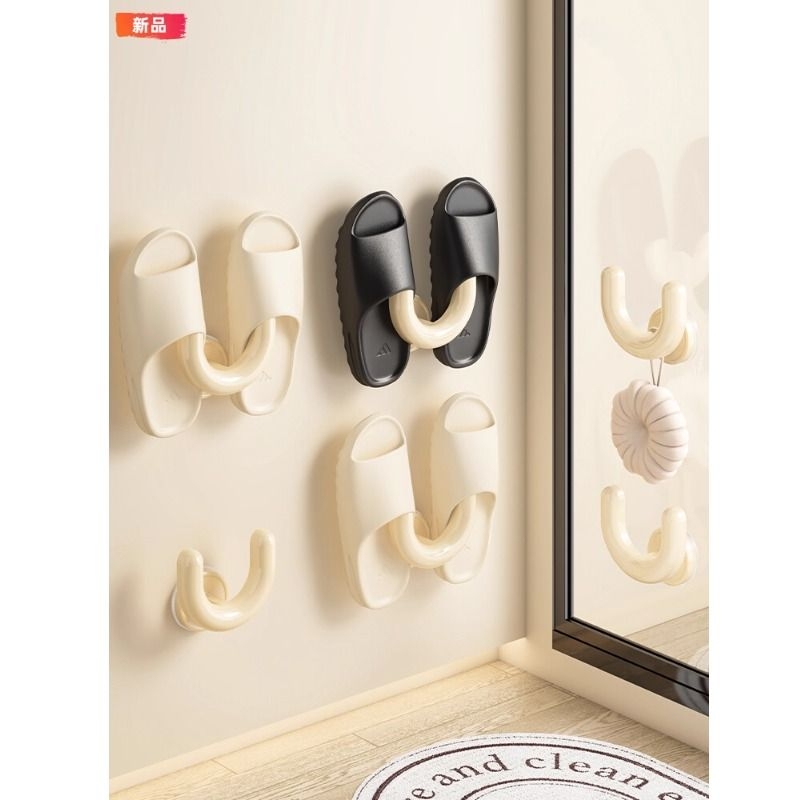 浴室吸盘拖鞋架免打孔壁挂卫生间厕所墙上沥水拖鞋收纳挂钩置物架