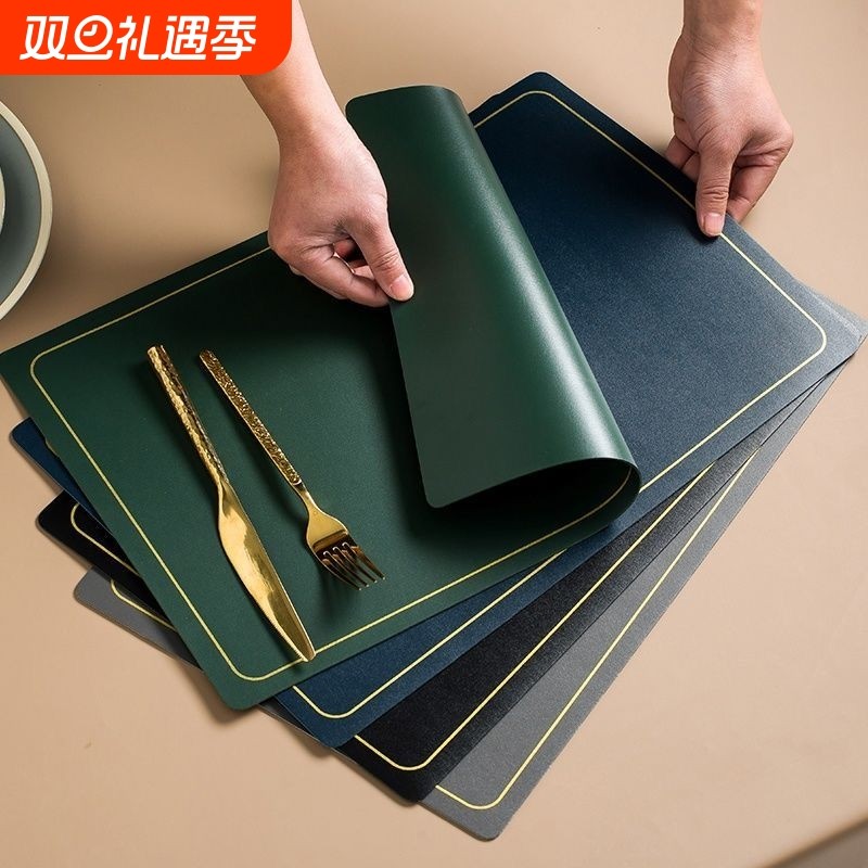 皮革餐垫美式轻奢西餐桌垫防水防油隔热垫家用北欧防烫餐盘碗垫子