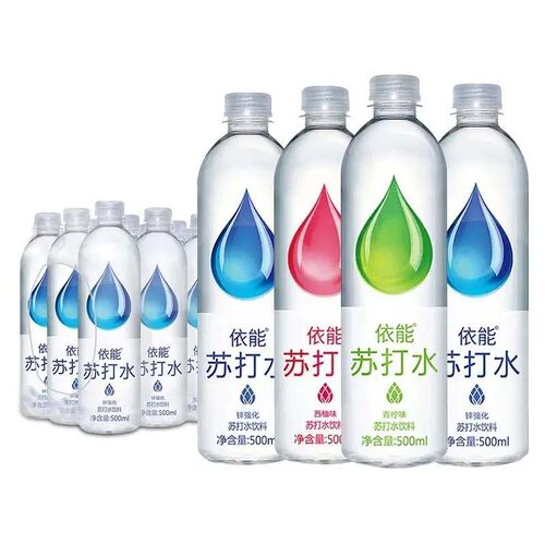 依能苏打水无糖水500ml*24瓶弱碱性饮用水饮料整箱柠檬青柠味西柚