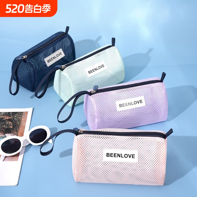 新款手拿网纱包泳镜包网眼旅行化妆品收纳包旅游沙滩包手提化妆包