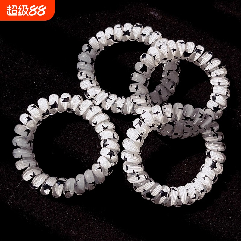 韩版新款星星电话线发圈女扎头发绳高弹力马尾头绳橡皮筋头饰25年