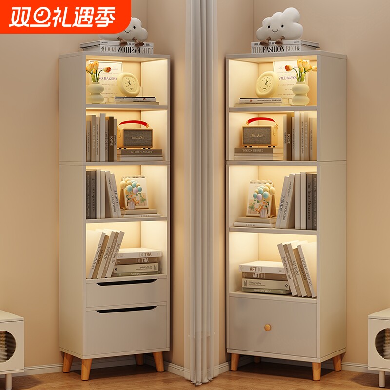 书架客厅多层收纳柜子简易卧室储物靠墙书柜展示架家用角落书柜