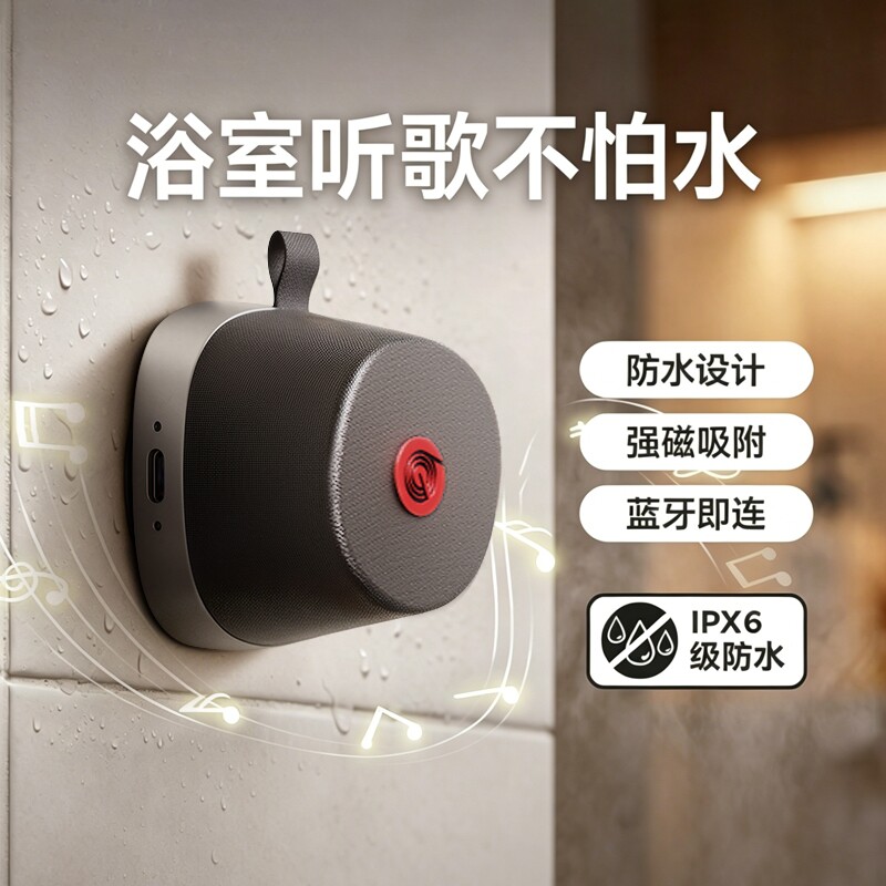 2026新款蓝牙音响手机磁吸支架家用浴室无线迷你音箱防水低音炮