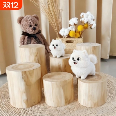 简约实木橔底坐圆凳茶几橱窗摆设