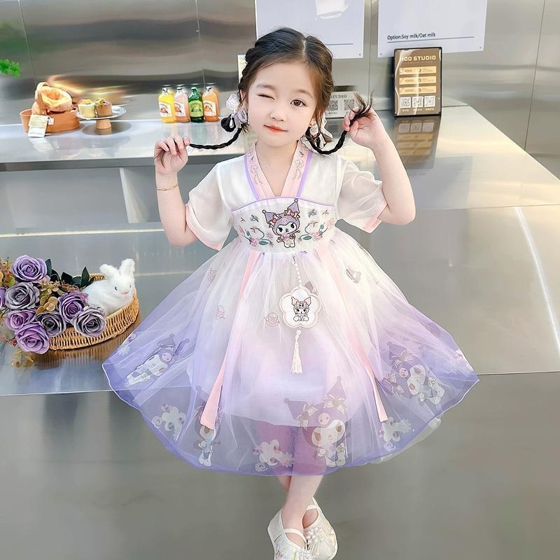 女童汉服表演连衣裙夏季儿童新款公主唐装裙子超仙古装女童洋气潮