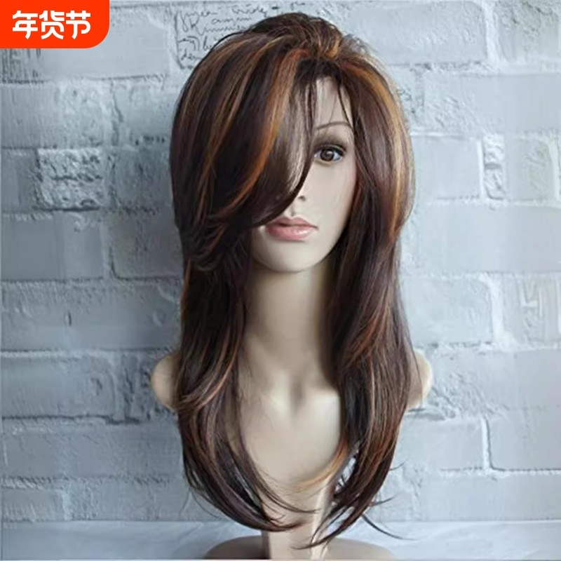 外贸假发欧美女款亚麻混合棕色中长卷发 玫瑰网高温丝假发全头套,美发护发/假发,日常整顶假发,淘宝优惠券,粉丝福利购,淘宝优惠卷