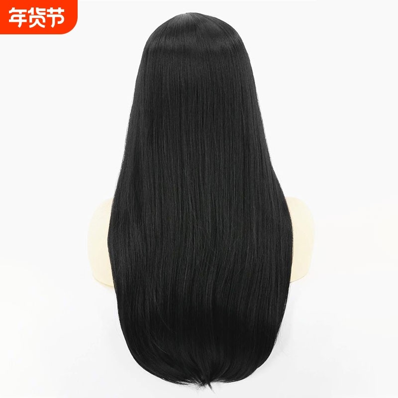 女式长直黑色假发动漫角色扮演万圣节服装派对假发cos