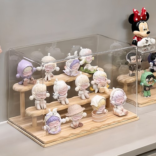 盲盒展示柜收纳架木质玄关摆件阶梯展示盒手办陈列置物架