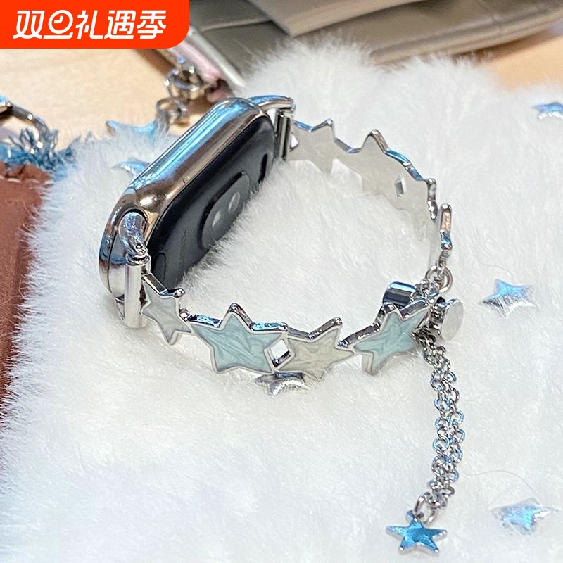 适用于小米10手环表带新款星星手镯9陶瓷版电子运动智能腕带8nfc女款高级感7时尚夏季XL金属ins手链