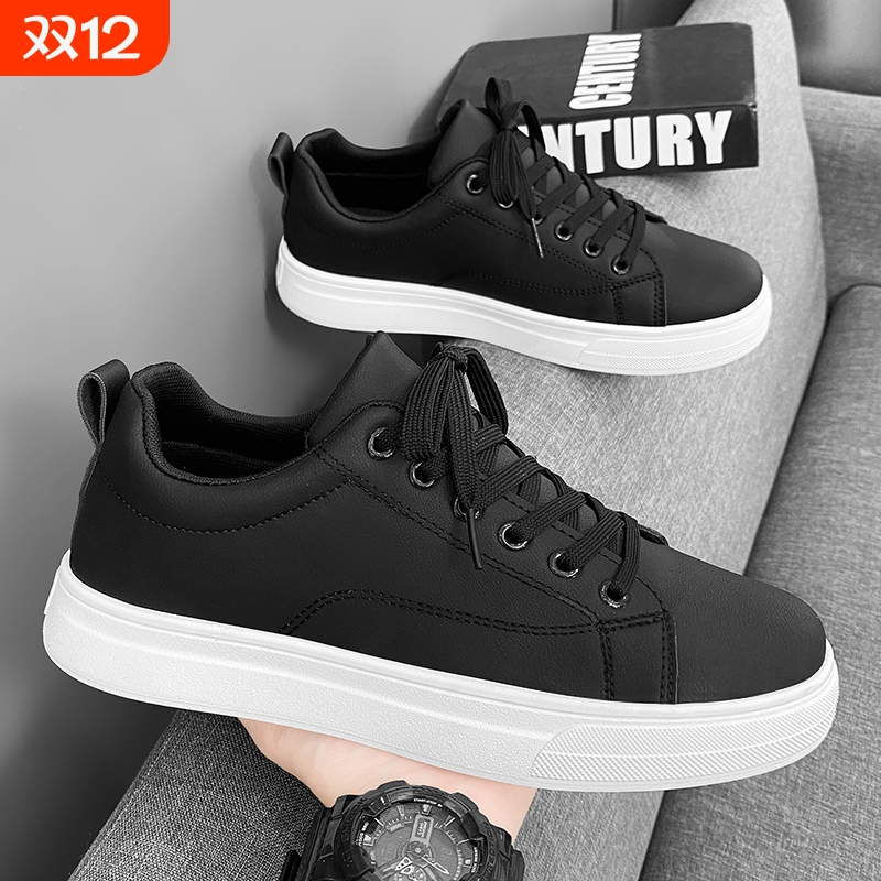 啄木鸟男鞋秋冬新款透气小白鞋韩版百搭休闲小皮鞋男士厚底板鞋防